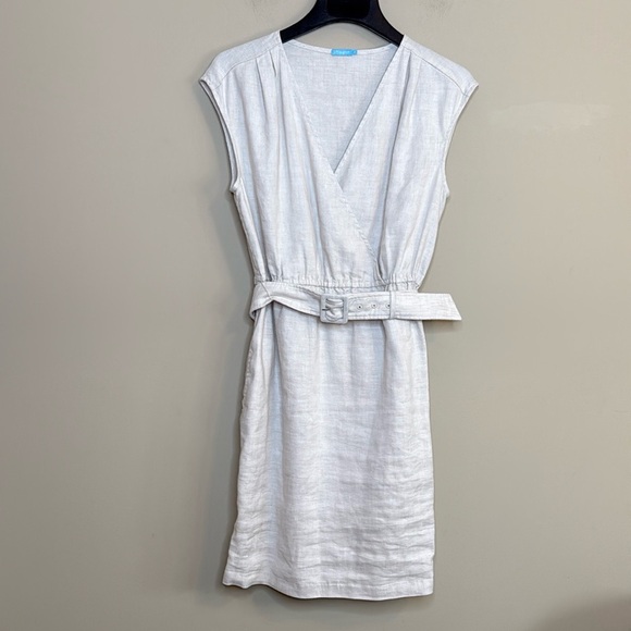 J.McLaughlin Oatmeal Linen Blend Sleeveless Dress Sz Medium - Picture 1 of 6